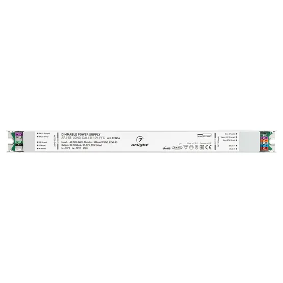 Фото #3 товара Блок питания ARJ-55-LONG-DALI-0-10V-PFC (55W, 1050mA) (Arlight, IP20 Металл, 7 лет)