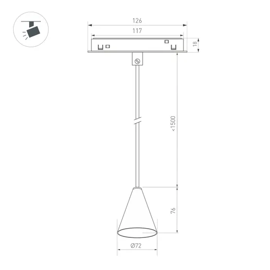 Фото #3 товара Светильник MAG-ORIENT-CONE-HANG-7W Warm3000 (BK, 40 deg, 48V) (Arlight, IP20 Металл, 3 года)