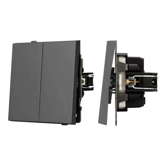 Фото #1 товара Механизм выключателя двухклавишный проходной SWT-TENDO-MKP2-SFPL-GR (230V, 10A) (Arlight, -)