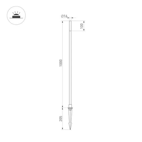 Фото #5 товара Светильник KT-CANNA-L1000-1W Warm3000 (DG, 110 deg, 24V) (Arlight, IP65 Металл, 3 года)