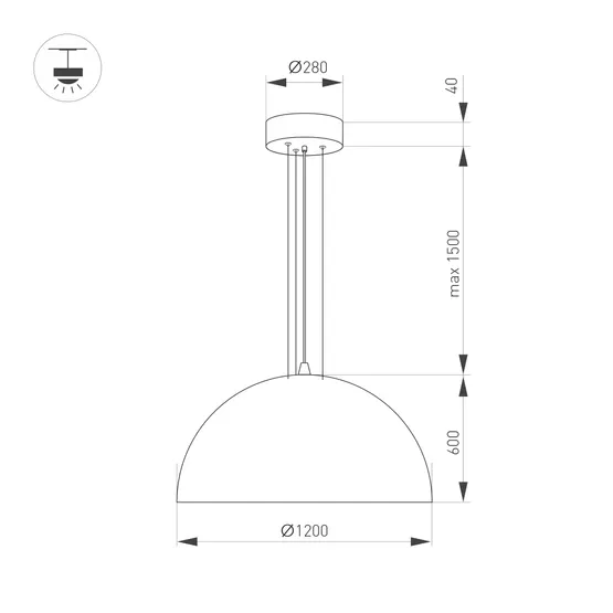 Фото #5 товара Светильник SP-RESTO-HANG-R1200-200W Warm3000 (BK, 100 deg, 230V) (Arlight, IP20 Металл, 3 года)