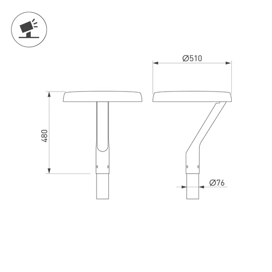 Фото #4 товара Светильник ALT-DEKKEL-50W Warm3000 (BK, 145x40 deg, 230V) (Arlight, IP65 Металл, 5 лет)