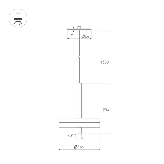 Фото #3 товара Светильник SP-MENTA-R165-12W Warm2700 (BK, 130 deg, 230V) (Arlight, IP20, Мрамор, 5 лет)