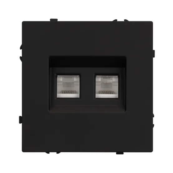 Фото #4 товара Механизм сдвоенной телефонной розетки SCT-NOBE-MTL2-SFPL-BK (RJ-11, 4C) (Arlight, Черный оникс)