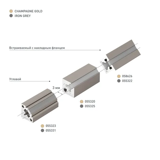 Фото #5 товара Профиль с экраном SL-KANT-H10-ROTATE-2000 IRON GREY (Arlight, Алюминий+пластик)