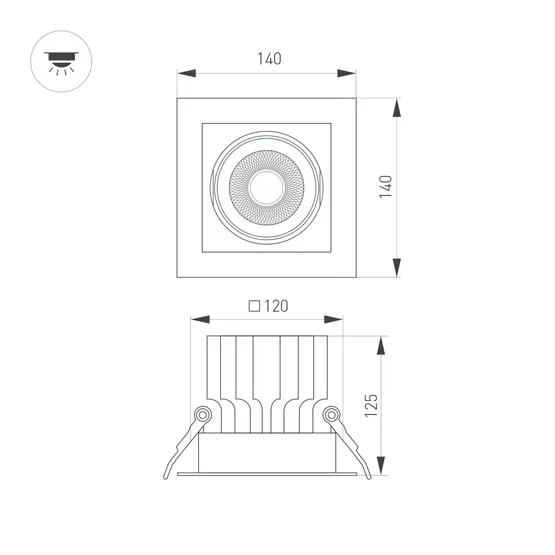 Фото #3 товара Светильник MS-VORTEX-BUILT-S140x140-30W Warm3000 (WH-WH, 17 deg, 230V) (Arlight, IP20 Металл, 5 лет)