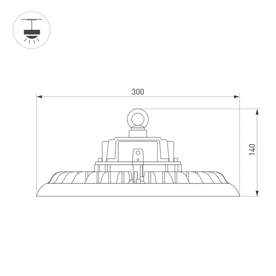 Фото #3 товара Светильник SP-ARIVA-DIM-R300-150W White5000 (BK, 60 deg, 230V, 0-10V) (Arlight, IP65 Металл, 5 лет)