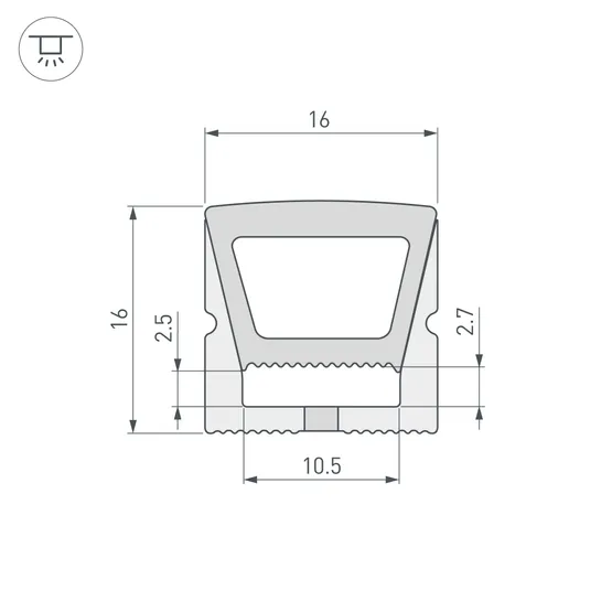 Фото #2 товара Силиконовый профиль WPH-FLEX-1616-TOP-S11-5m WHITE (Arlight, Силикон)