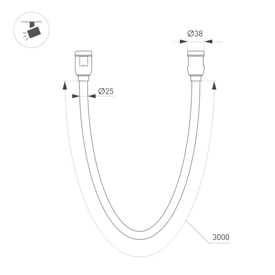 Фото #4 товара Светильник ART-APRIORI-TUBE-ELASTIC-R38-L3000-36W Day4000 (BK, 360 deg, 48V) (Arlight, IP20 Металл,  (Arlight, IP20 Металл, 3 года)