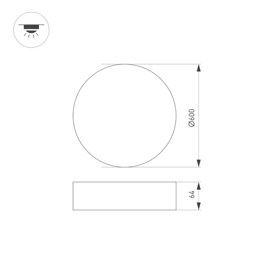 Фото #6 товара Светильник SP-RONDO-R600-60W Warm3000 (WH, 120 deg, 230V) (Arlight, IP40 Металл, 3 года)