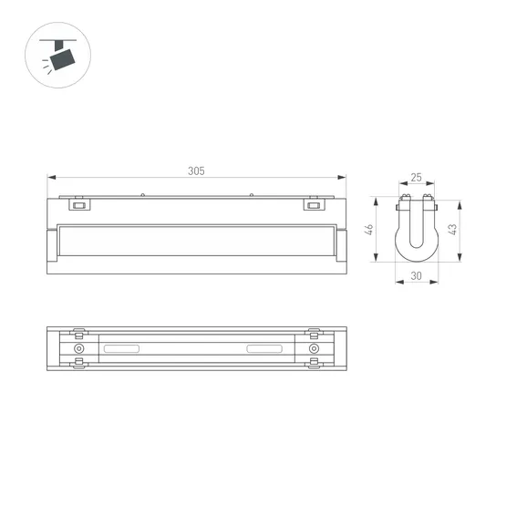 Фото #2 товара Светильник MAG-VIBE-FLAT-TURN-L305-12W Warm3000 (BK, 110 deg, 48V) (Arlight, IP20 Металл, 5 лет)