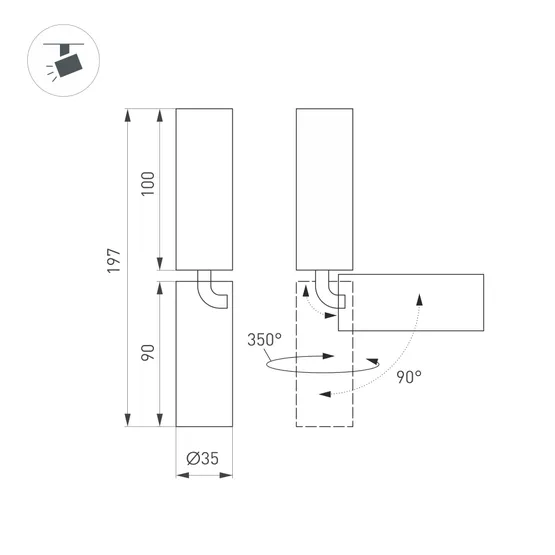 Фото #3 товара Светильник SP-NUANCE-SURFACE-FLAP-R35-7W Warm3000 (BK, 36 deg, 230V) (Arlight, IP40 Металл, 5 лет)