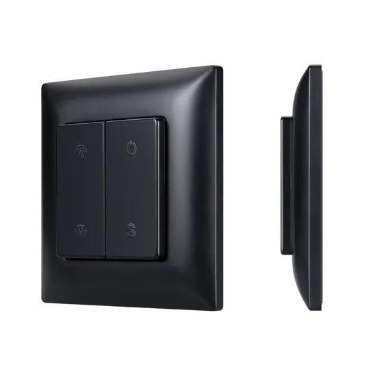 Фото товара INTELLIGENT ARLIGHT Кнопочная панель SMART-RF-801-22-1G-DIM-SUF Black (3V, 2.4G) (IARL, IP20 Пластик, 5 лет)