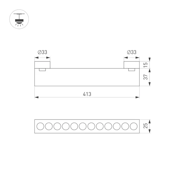 Фото #7 товара Светильник ART-INBELT-DOTS-L413-16W Day4000-MIX (BK, 33 deg, 48V, DALI) (Arlight, IP20 Металл, 3 года)
