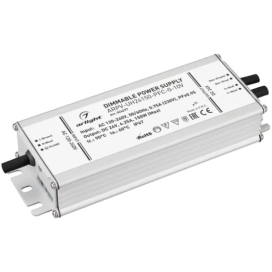 Фото #1 товара Блок питания ARPV-UH24150-PFC-0-10V (24V, 6.3A, 150W) (Arlight, IP67 Металл, 7 лет)