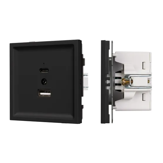 Фото #1 товара Механизм USB розетки SCT-TENDO-MUAC-SFPL-BK (5V, 3A, QC3) (Arlight, -)