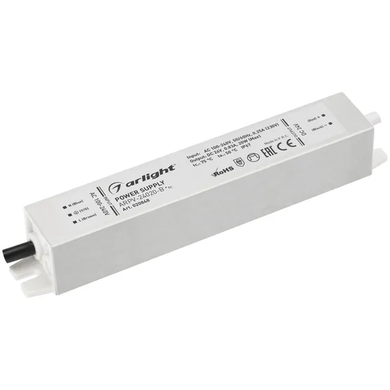 Фото #1 товара Блок питания ARPV-24020-B (24V, 0.8A, 20W) (Arlight, IP67 Металл, 3 года)