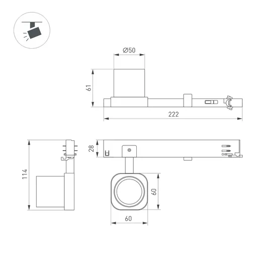 Фото #2 товара Светильник LGD-DIAFILM-4TR-R60-10W Warm3000 (BK, 38 deg, 230V) (Arlight, IP20 Металл, 5 лет)