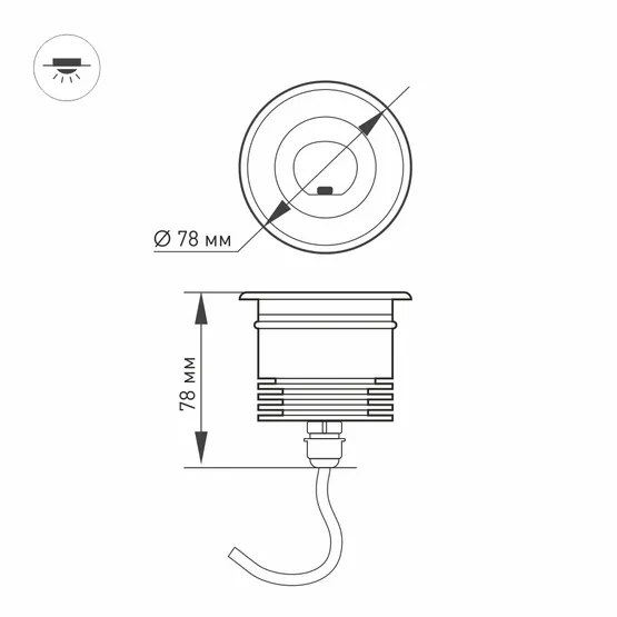 Фото #4 товара Светильник LTD-GROUND-TILT-R80-9W Warm3000 (SL, 60 deg, 230V) (Arlight, IP67 Металл, 3 года)