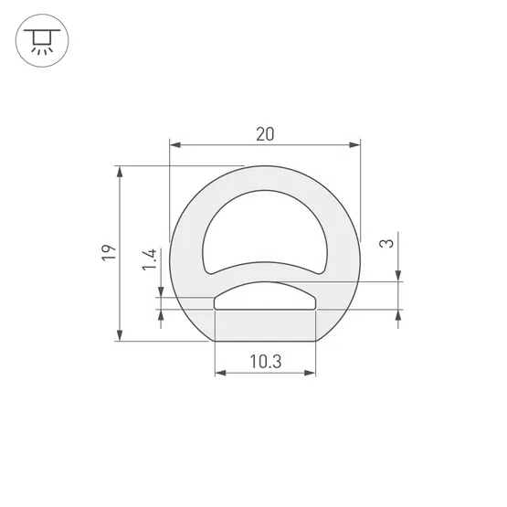 Фото #2 товара Силиконовый профиль WPH-FLEX-D20-TOP-S10-20m WHITE (Arlight, Силикон)