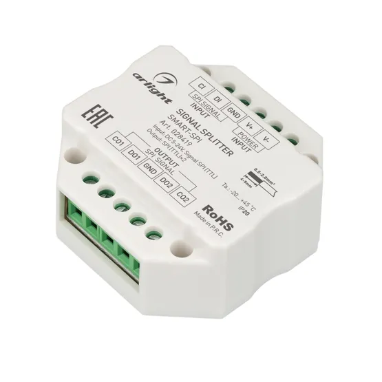 Фото товара Усилитель SMART-SPI (12-24V, 2 output) (Arlight, IP20 Пластик, 5 лет)