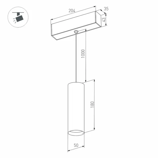 Фото #3 товара Светильник MAG-SPOT-HANG-45-R50-7W Warm3000 (BK, 24 deg, 24V) (Arlight, IP20 Металл, 5 лет)