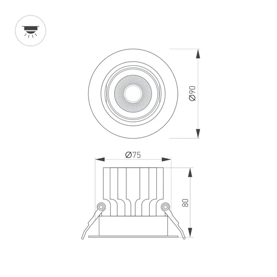 Фото #3 товара Светильник MS-VORTEX-BUILT-R90-12W Warm3000 (WH-WH, 40 deg, 230V) (Arlight, IP20 Металл, 5 лет)