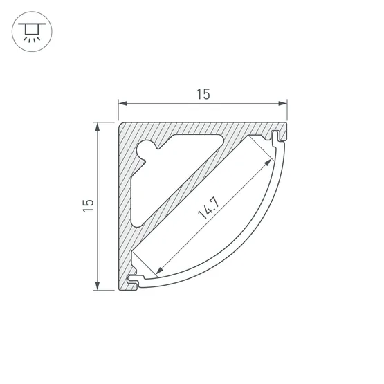 Фото #3 товара Профиль SL-KANT-H15-3000 ANOD (Arlight, Алюминий)