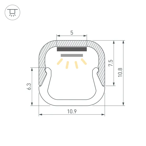 Фото #2 товара Профиль LINE-D-1111-2000 SQUARE ANOD (Arlight, Алюминий)
