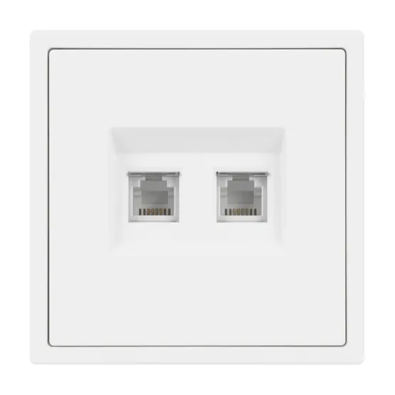 Фото #2 товара Механизм сдвоенной телефонной розетки SCT-NOBE-MTL2-SFPL-WH (RJ-11, 4C) (Arlight, Белый кварц)