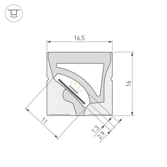 Фото #2 товара Силиконовый профиль WPH-FLEX-1616-TWIST-S11-20m WHITE (Arlight, Силикон)