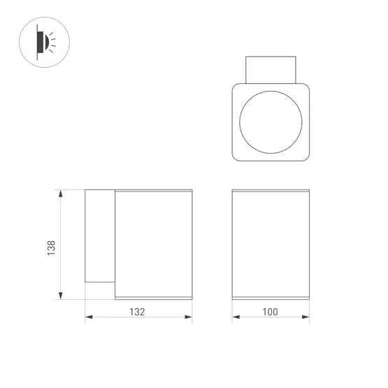 Фото #5 товара Светильник LGD-EVO-WALL-S100x100-12W Day4000 (GR, 44 deg, 230V) (Arlight, IP54 Металл, 3 года)