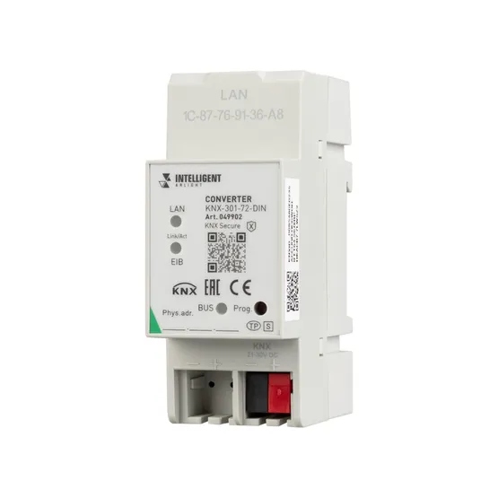 Фото #1 товара INTELLIGENT ARLIGHT Конвертер KNX-301-72-DIN Grey (BUS, RJ-45, KNX-IP) (IARL, IP20 Пластик, 2 года)