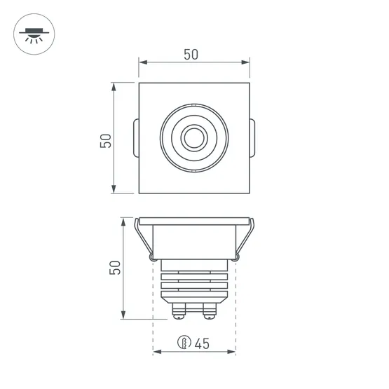 Фото #6 товара Светодиодный светильник LTM-S50x50WH 5W Day White 25deg (Arlight, IP40 Металл, 3 года)