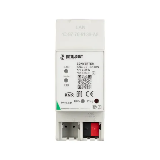 Фото #2 товара INTELLIGENT ARLIGHT Конвертер KNX-301-72-DIN Grey (BUS, RJ-45, KNX-IP) (IARL, IP20 Пластик, 2 года)